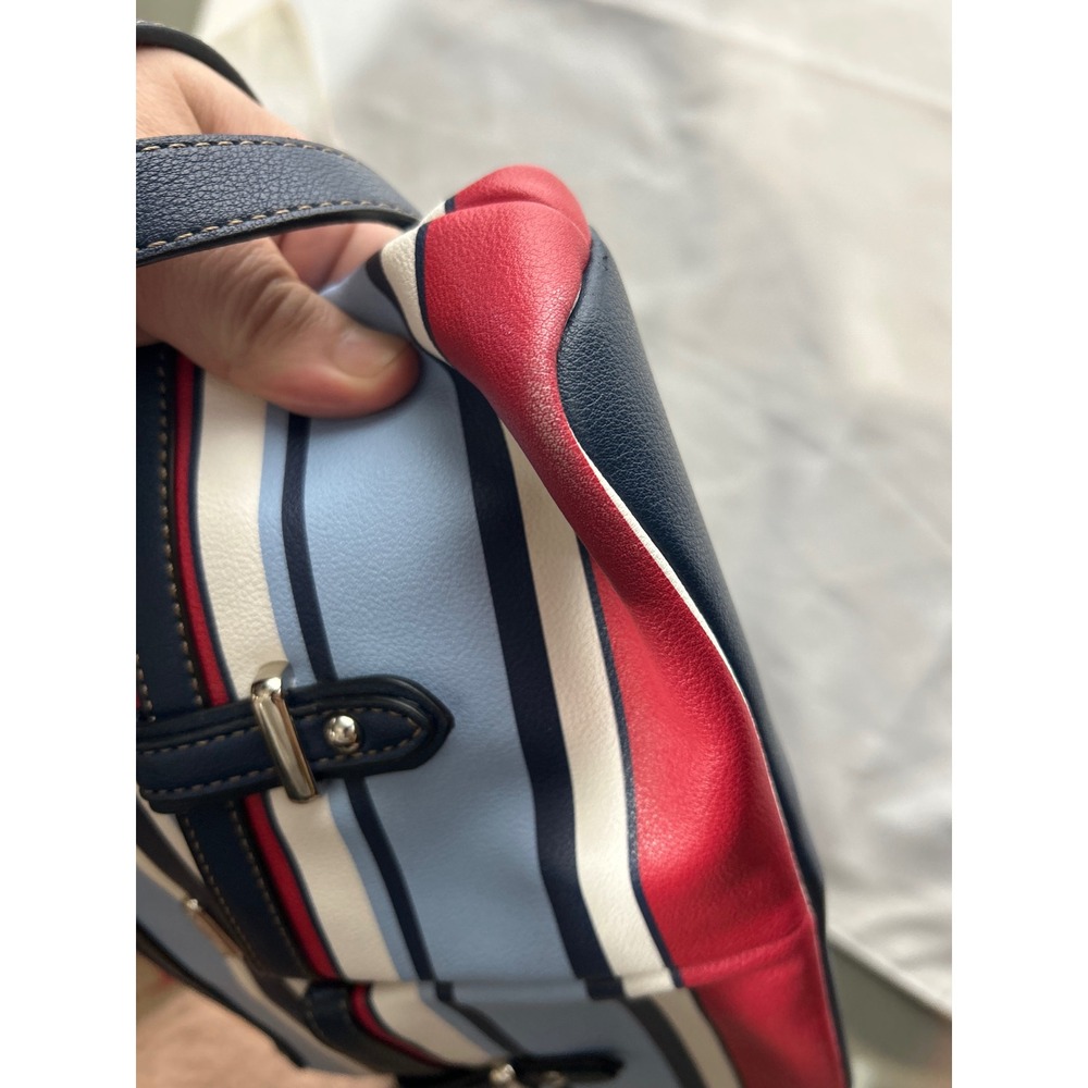 RL Chaps striped Crossbody Bag Red White Blue Nautical Faux Leather. - Picture 9 of 10